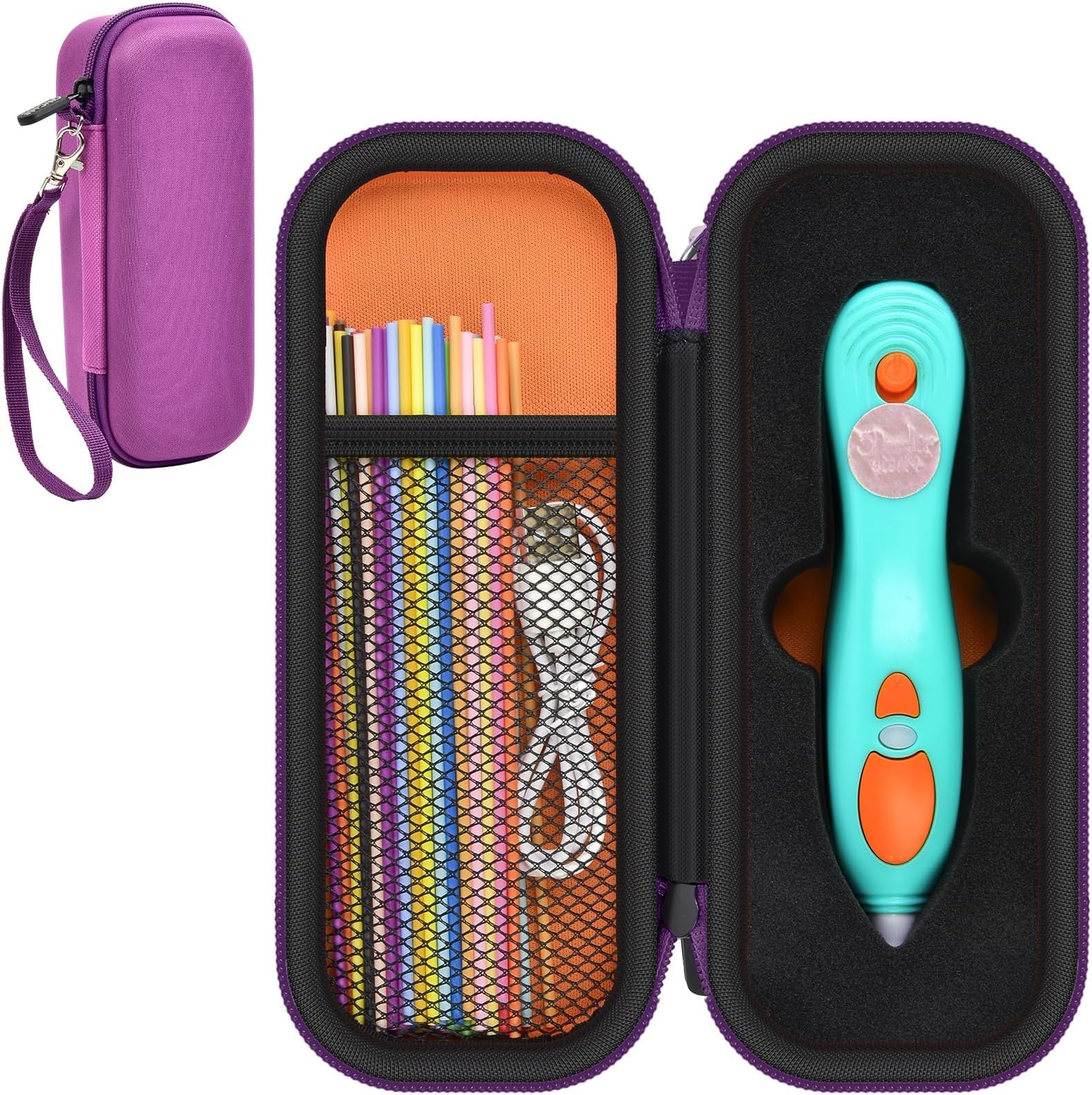 GWCASE Case Compatible with 3Doodler Start+ Essentials 3D Printing Pen for Kids, Travel Organizer Carryer for Filament Refill Packs, USB Charger (Box Only)-Purple with Soft Grooved Base