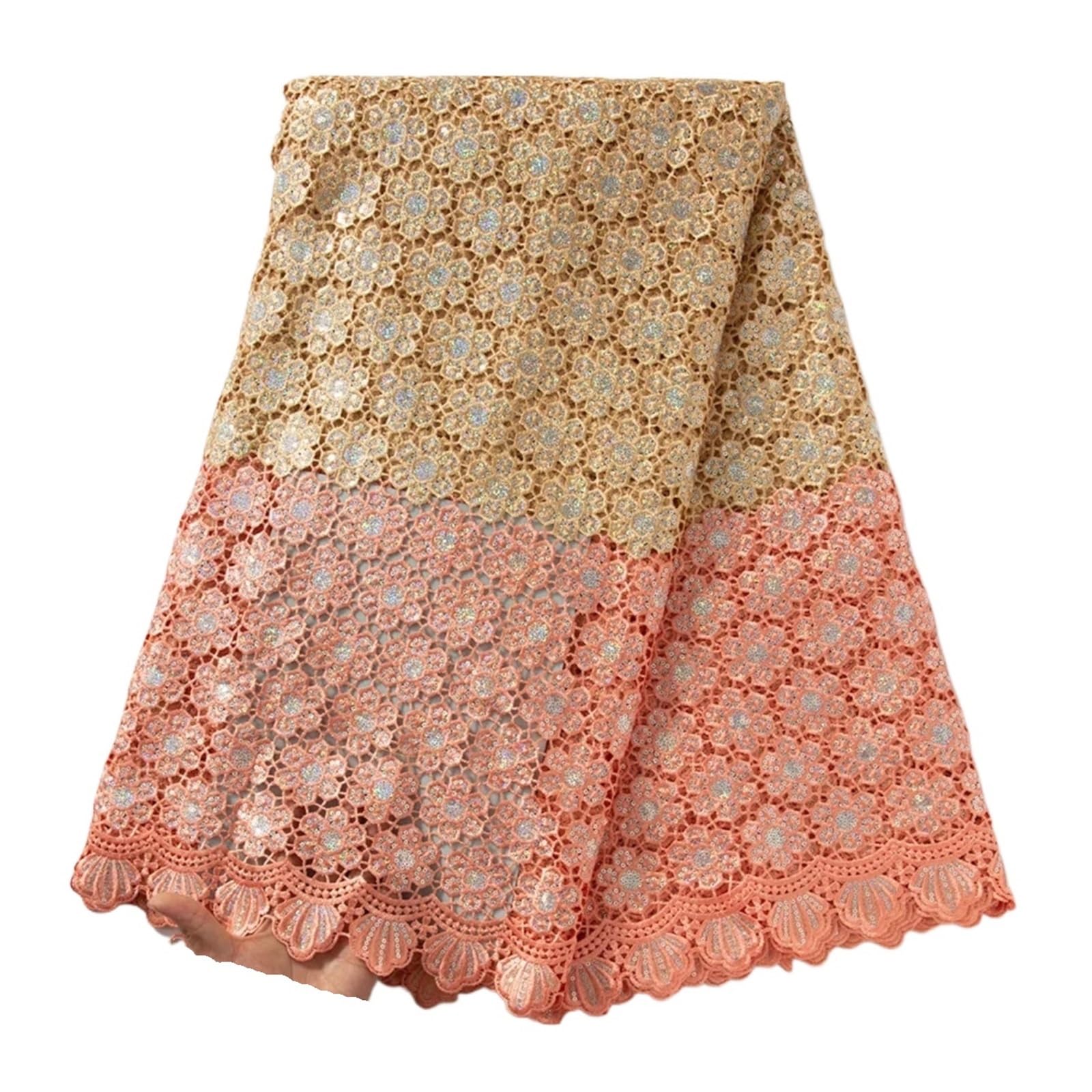 HKVTVCYPYA Nigerian Cord Lace Fabric African Guipure Novelty Water Soluble Wedding Dress for Women Sewing(36712)