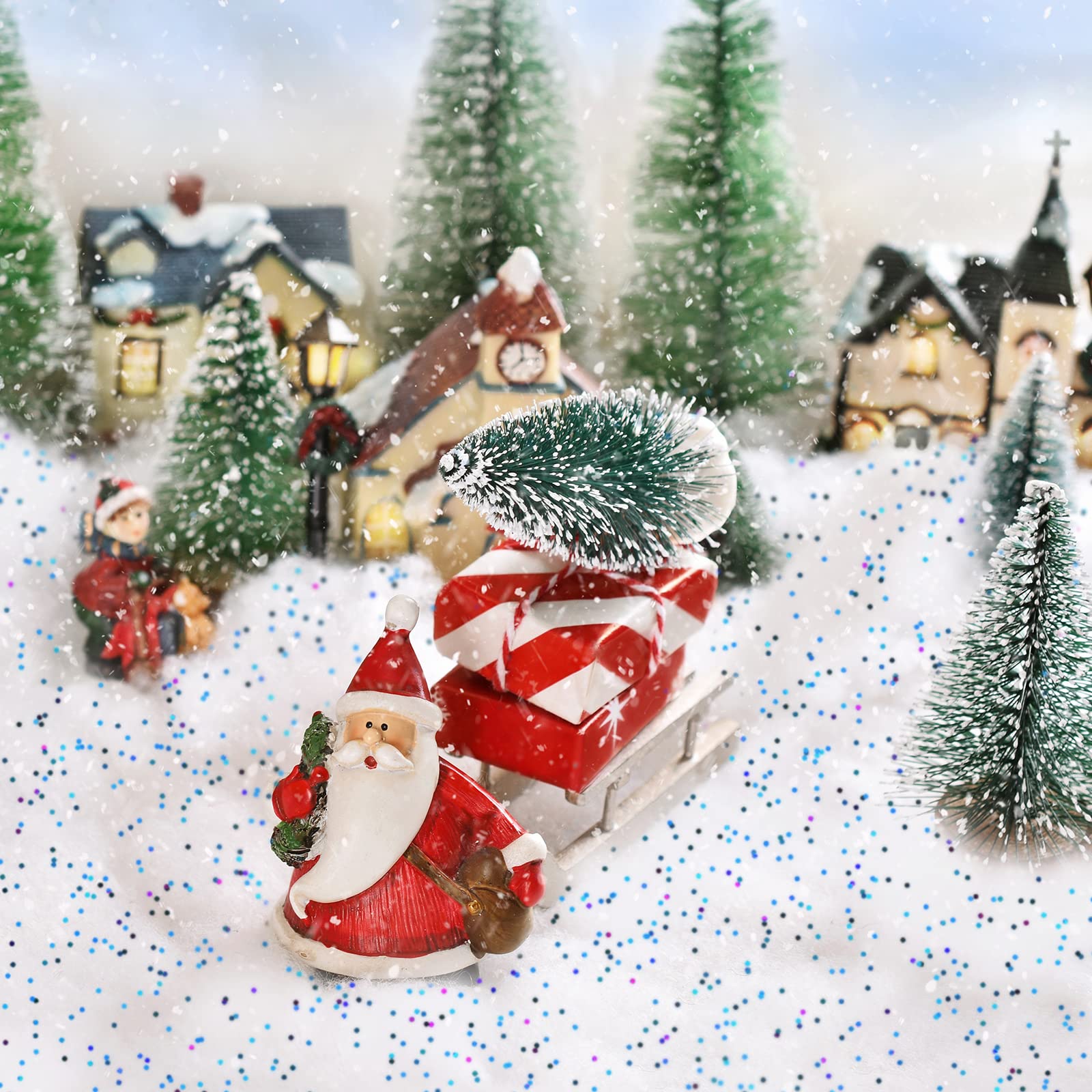 4 Beutel Kunstschnee Dekoschnee - Flauschig, Für Weihnachtsdeko, Winter-Dekoration Innen, Gold-glitzernd