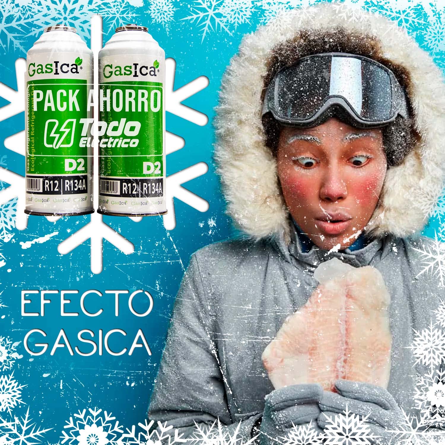 3 Packs Ahorro GASICA D2 (2 Botellas de 226Gr) Gas Refrigerante Orgánico ecológico Gasica D2 sustituto de R12, R134A