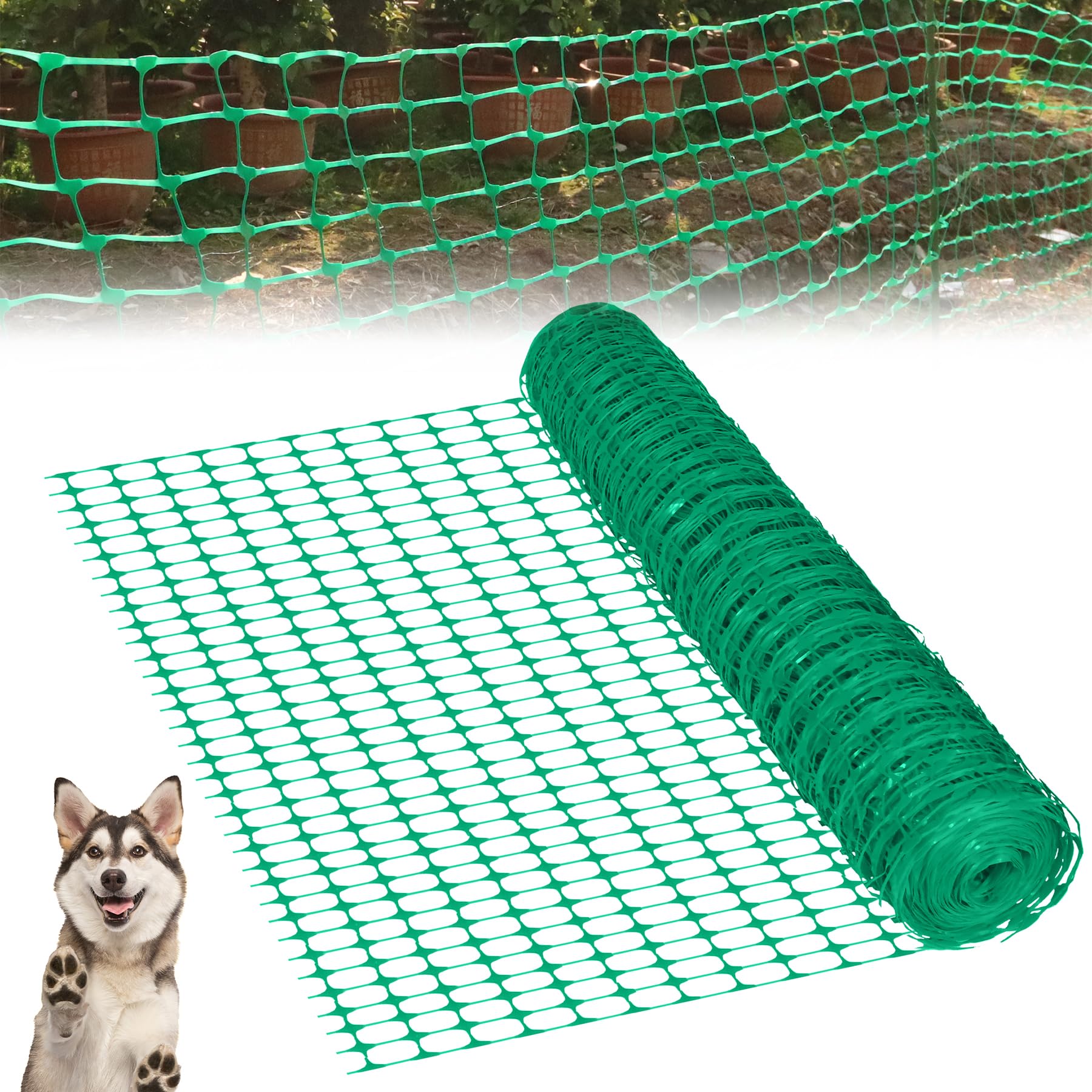 LARS360 Valla de seguridad 1 × 50 m PE red de protección verde 2 rollos | Resistente al desgarro, recortable, fácil de montar, para obras, jardín y zonas de animales