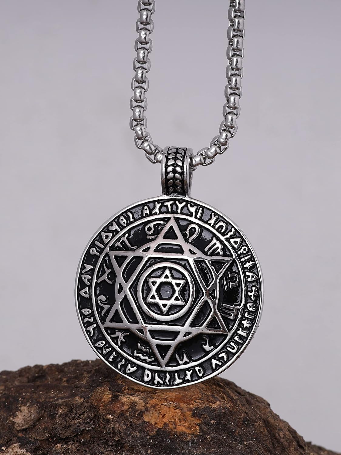 HAQUIL Seal of Solomon Necklace, Stainless Steel 12 Constellations Hexagram Six Pointed Star Protection Amulet Talisman Pendant, Jewish Jewelry Gift - Image 2