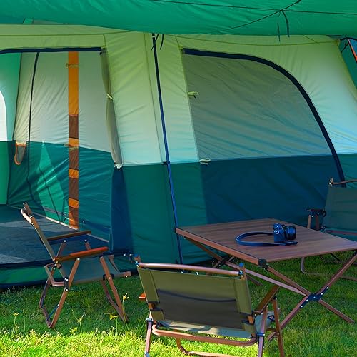 Miniatura 10 de KTT Tienda de campaña extragrande para 12-14 personas, tiendas de campaña familiares, 2 habitaciones, pared recta, 2 puertas, 4 ventanas con malla,