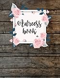 Address Book: Large Print - Wooden and Floral Cover - Alphabetical 8.5x11 For Record Contact, Birthday, Email Address, Mobile Number: Address Book Large Print
