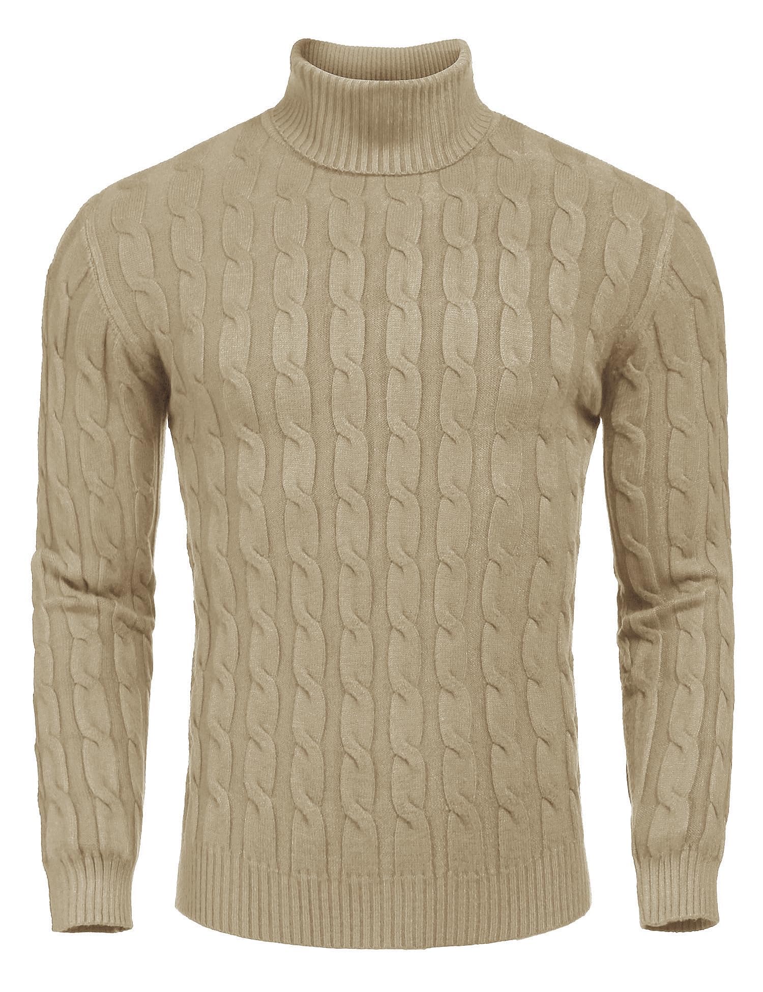 COOFANDY Herren Rollkragen Pullover Basic Strickpullover Zopfmuster Sweatershirt Männer Pullover Sweater Roll Neck Langarmshirt