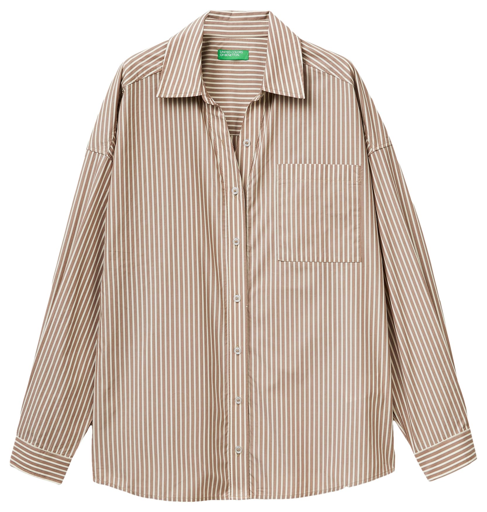United Colors Of Benetton Camicia Uomo/Donna A Maniche Lunghe, In Puro Cotone Dobby Con Logo Ricamato - 4