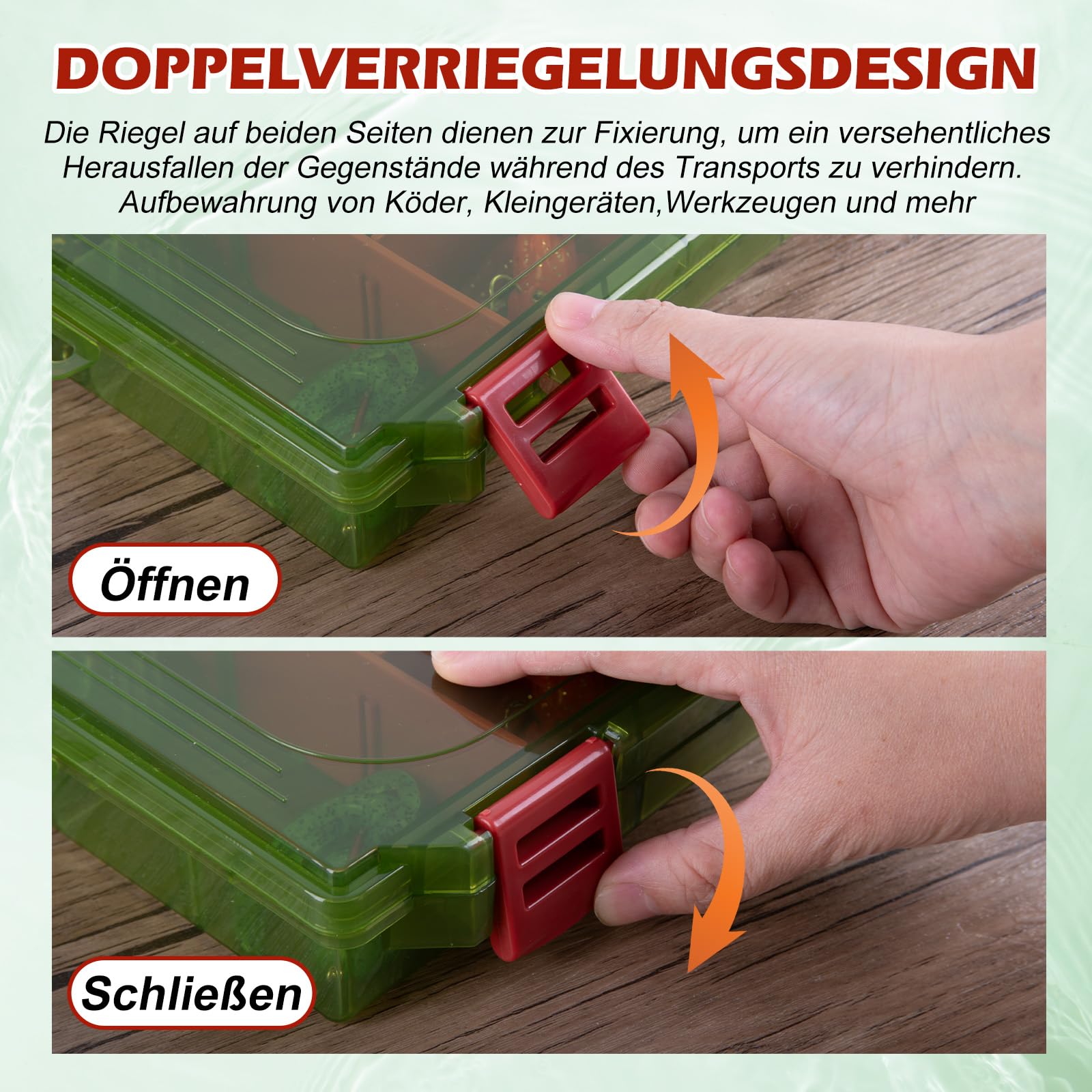Goture Verdickte Köderbox Angeln 3700 - Transparente Angelbox mit Messlineal, Verstellbaren Trennwänden & Rutschfesten Doppelverschlüssen für Angelzubehör | Ergonomischer Griff (Option)