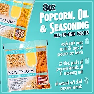 Nostalgia Movie Theater Style Popcorn Packets for Popcorn Machine, All-in-One...