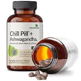 Futurebiotics Chill Pill + Ashwagandha, Rhodiola, St. Johns Wort, & L-Theanine - Non-GMO, 120 Vegetarian Tablets