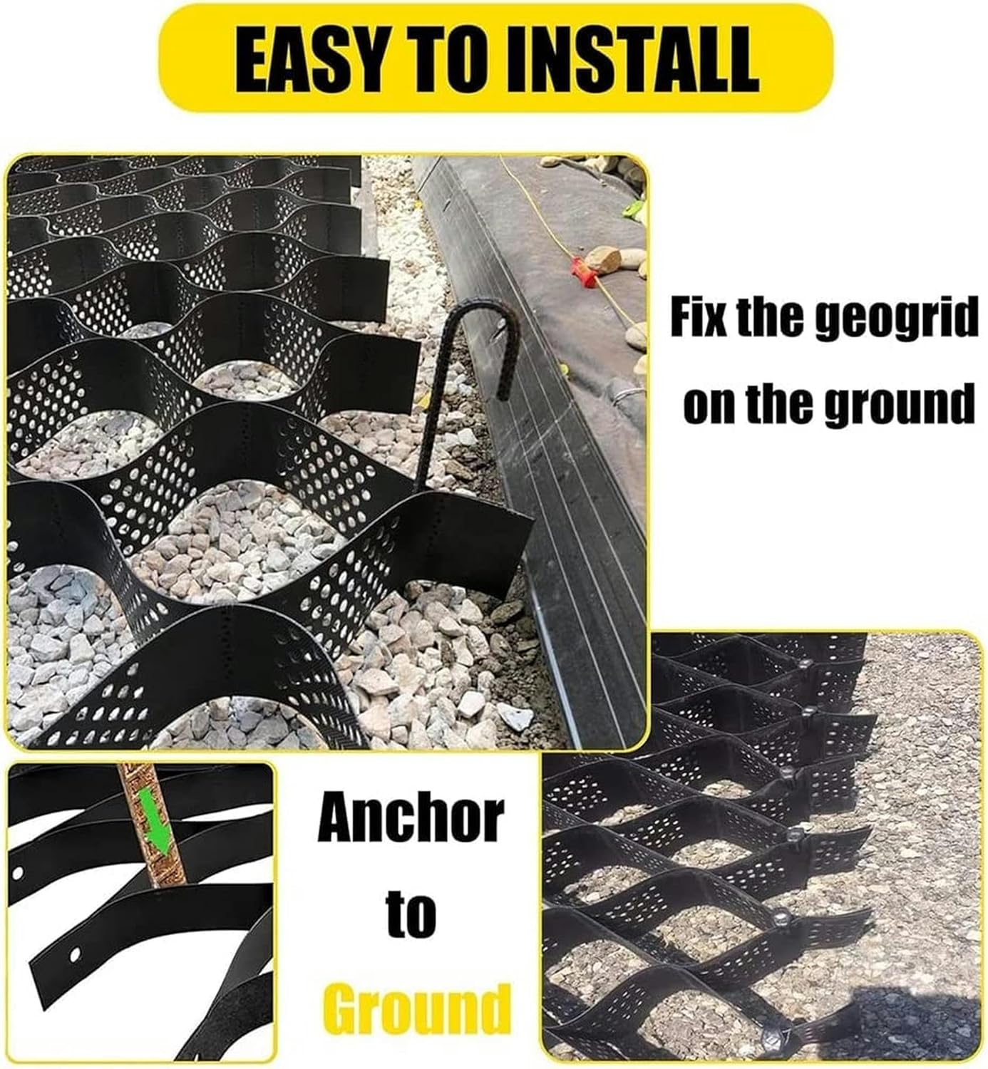 Soil Pea Permeable Gravel Stabilizer Pavers for Retaining Walls, Polyethylene Foldable Honeycomb-Ground Grid,Easy to Install(2mx 7m (6.5ftx 23ft))-1