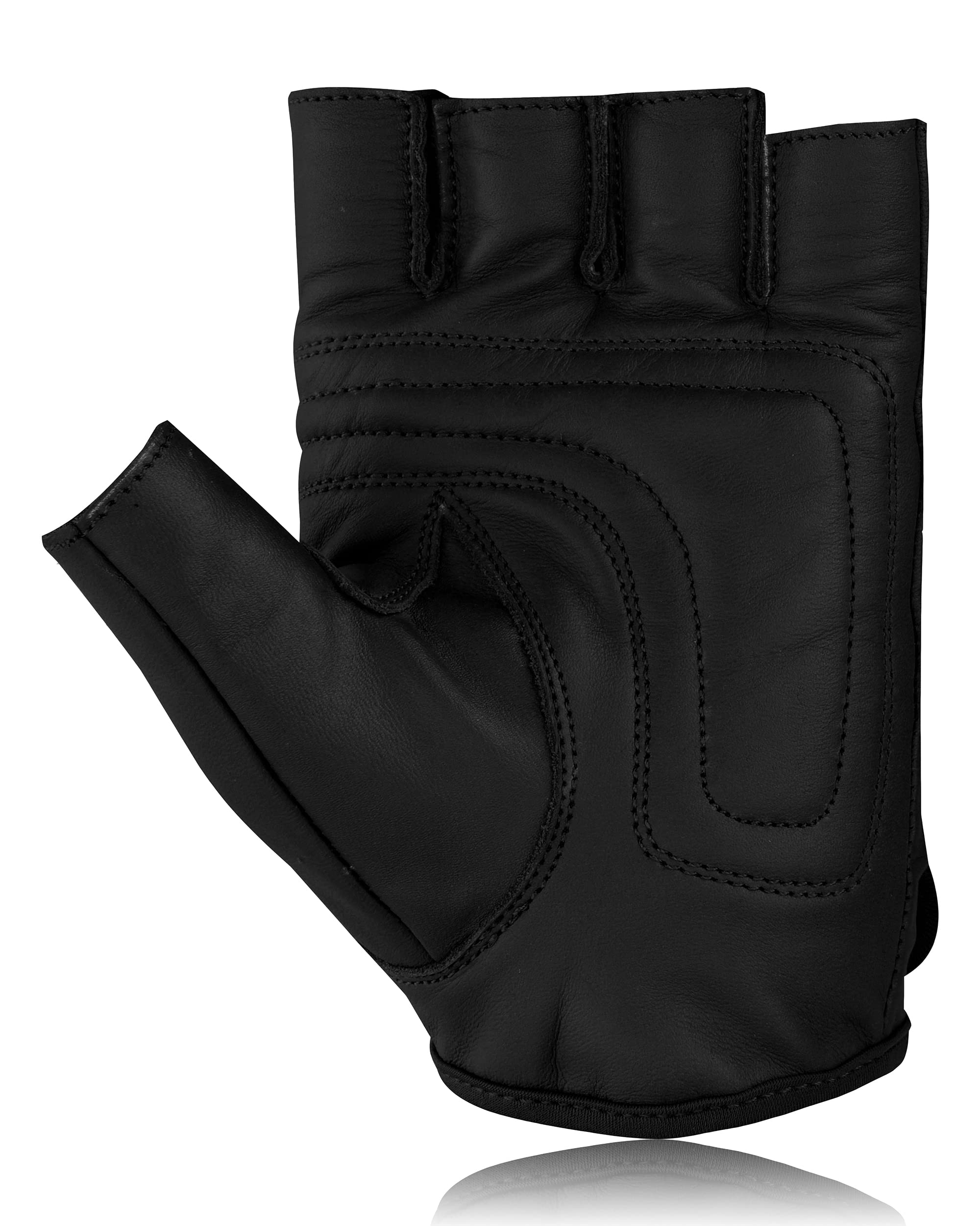 BTR BORN TO RACE Men's Leather Driving Gloves Half Finger Bus Driver Gloves Soft A Grade Cowhide Leather Fingerless Fashion Classic Gloves (Black, XXL) Fashion
