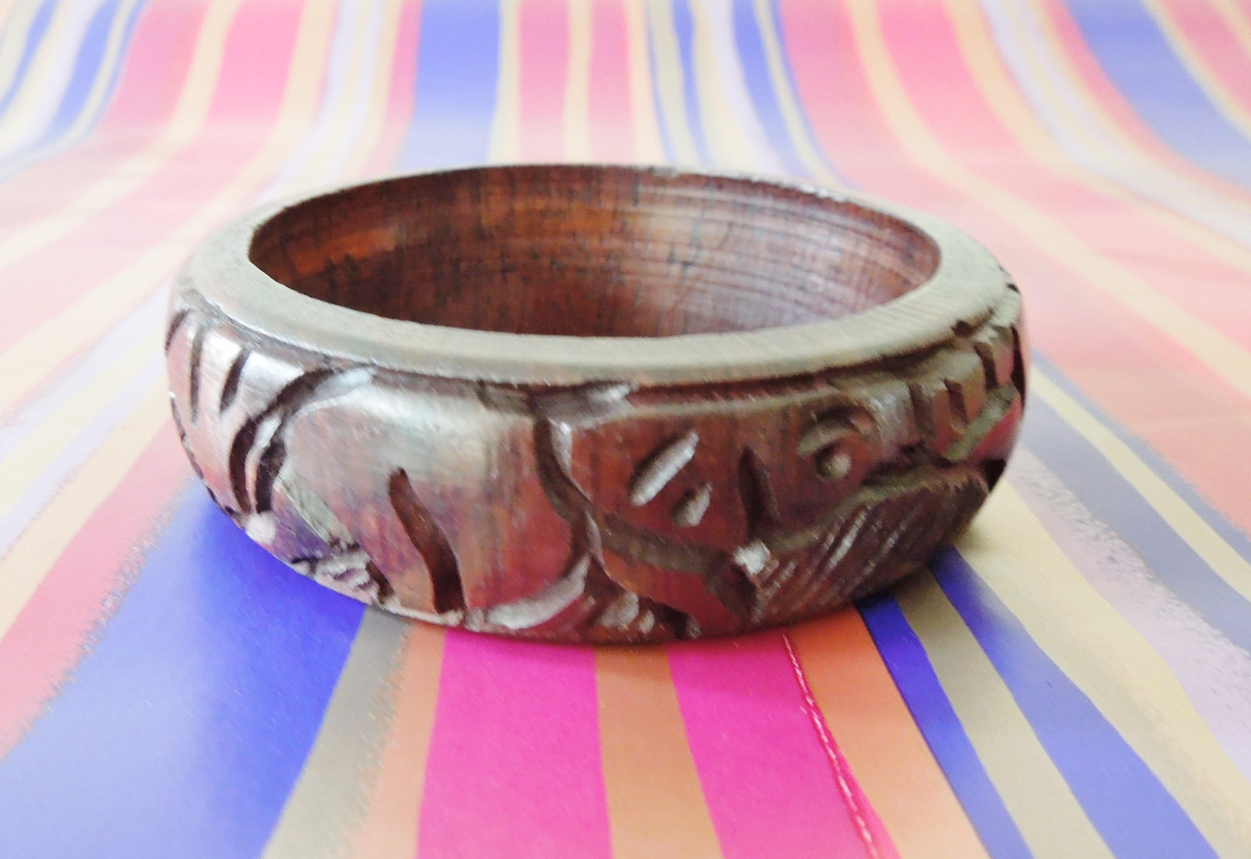 Hand Carved Dark Wood Ostrich Egg Stand