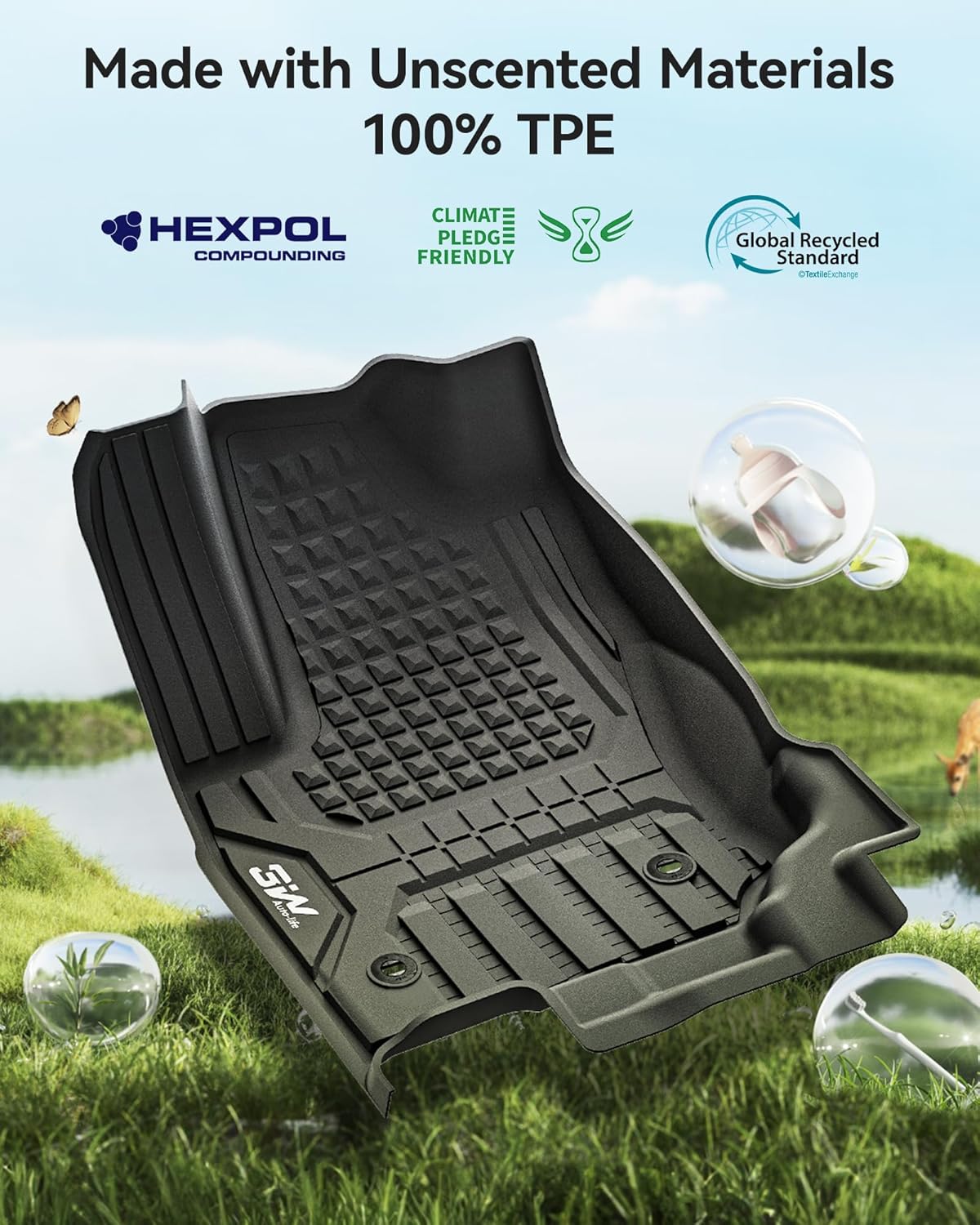 3W Floor Mats for Toyota 4Runner 2025 2026 5 Seats(Not fit Hybrid), All Weather TPE Custom Fit Floor Liner & Trunk Mat & 2nd Row Under Seat Mat & Backrest Mat for 4 Runner Full Set 7Pcs - Image 6