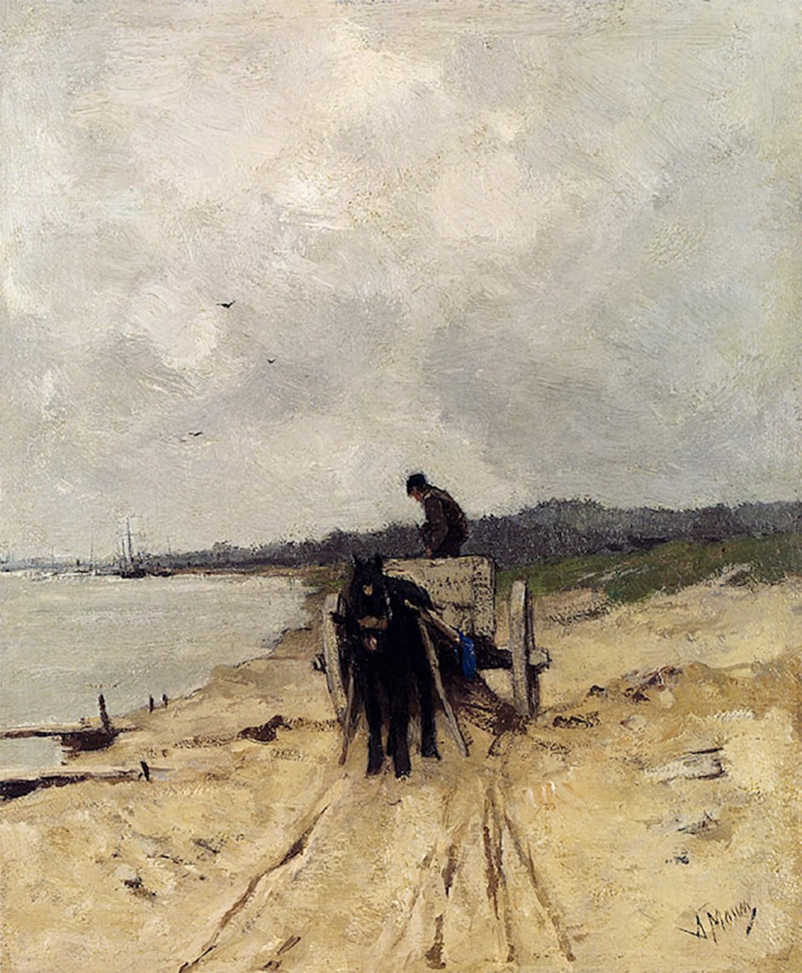Artxlxxbn No Frame Famous Painting Art Wall Decor Abstract Art Picture The Sand Cart Anton Mauve Animal Pictures For Home Decor 60X90cm