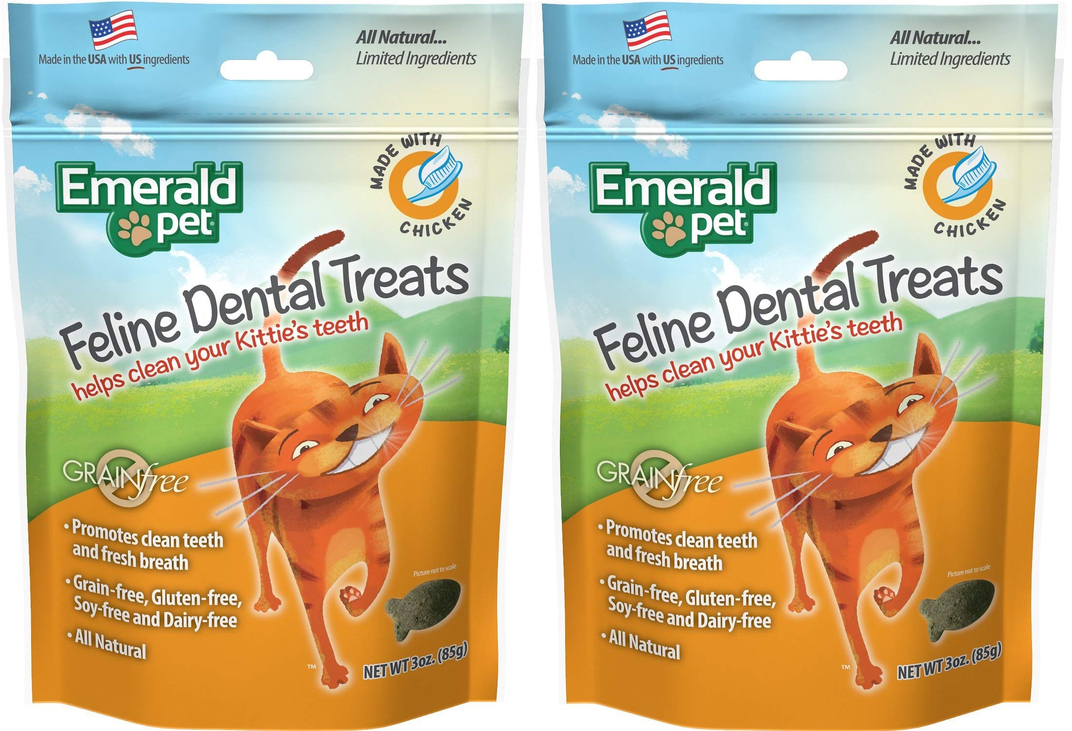 Emerald Pet 2 Pack of Chicken Grain-Free Feline Dental Treats