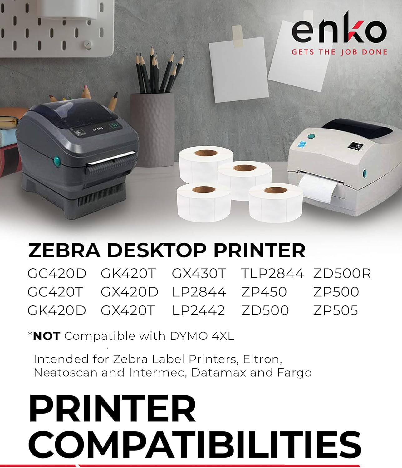 enKo [12 Rolls, 6000 Labels] 3 x 3 inches Direct Thermal Labels, FBA Stickers, FNSKU Labels Compatible for Zebra/Eltron