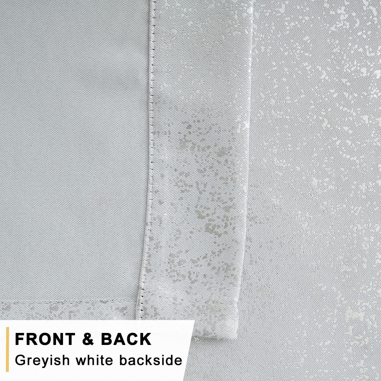 TERLYTEX White Silver Curtains for Living Room - Metallic Silver Spots Sparkle Blackout Curtains 84 Inch Long, Thermal Insulated Darkening Grommet Shiny Curtains, 52 x 84 Inch, 2 Panels, Greyish White