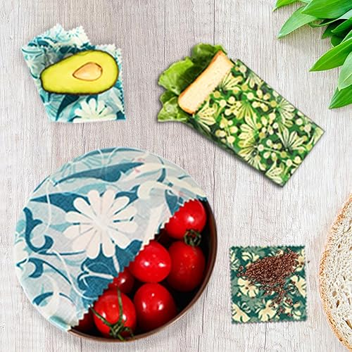 Miniatura 6 de Envoltura de cera de abeja reutilizable, paquete de 11 envolturas ecológicas de cera de abeja para alimentos, orgánica, sostenible, biodegradable,