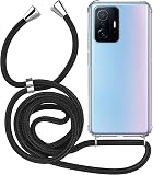 MyGadget Strap Case for Xiaomi 11t Pro | Xiaomi 11t - Crossbody Phone Cover - TPU Silicone Case with Neck Holder - Cord Lanyard Carrier with Rope in Black - 1