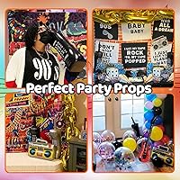 Vista 5 de 8 Pcs Inflatable Radio Boombox Retro Inflatable Mobile Phone Rock Inflatable Guitar Toy Set,Blow up Props for 80s 90s Party Decorations,Hip Hop