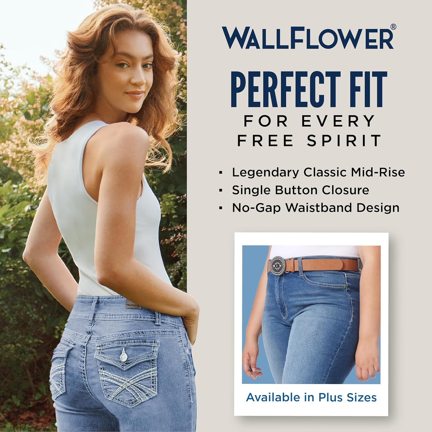 WallFlower Womens Legendary Slim Bootcut Mid-Rise Belted Insta Stretch Juniors Jeans (Standard and Plus) - Image 4