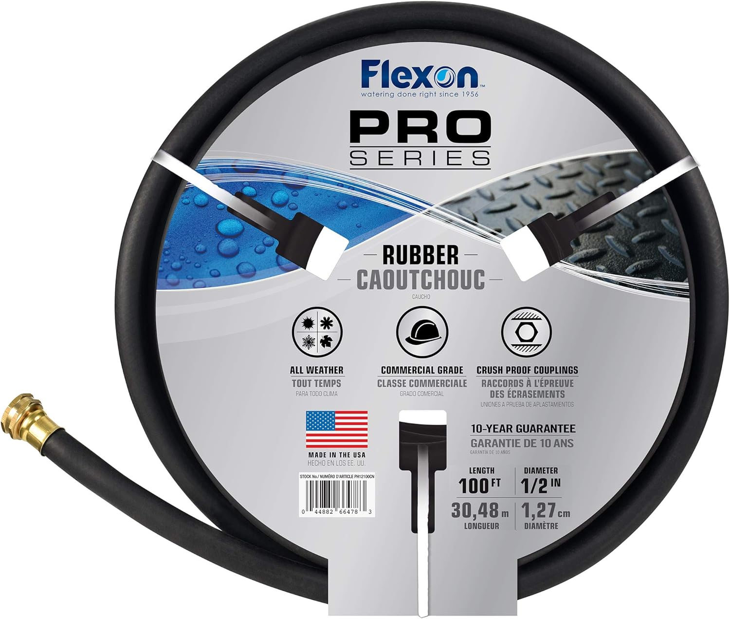 Flexon ½” x 100ft Green Premium Rubber Garden Hose