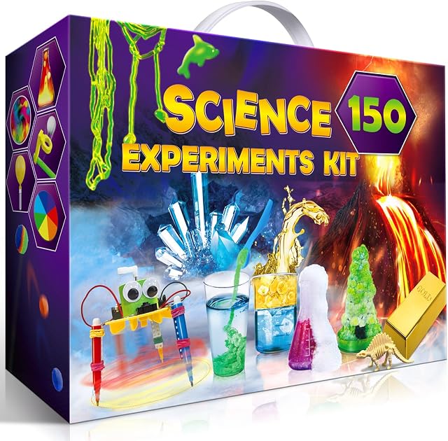 UNGLINGA 150 Expériences Kits scientifiques pour les enfants, S.T.E.M Jouets éducatifs pour les garçons Filles Idées cadeaux d'anniversaire, Volcan, Ensemble de Chimie pour les filles Filles idées cadeaux, Volcano, Ensemble Chimie, Cristal en croissance, Arbre, Pierre gemme