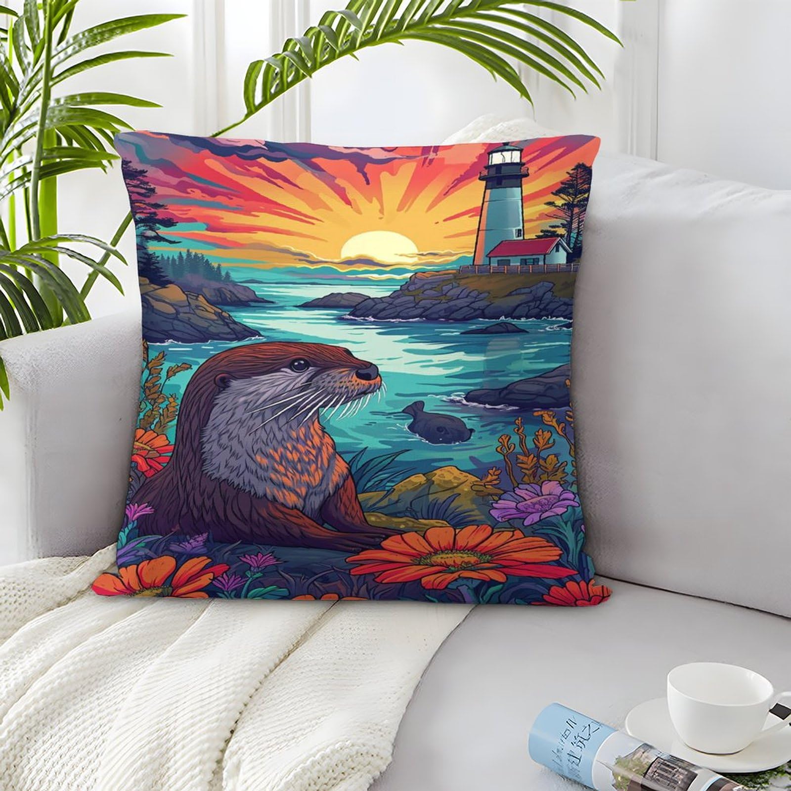 Juste De Coussin En Polyester Pour Canapé,taie D'oreiller,série Fruits