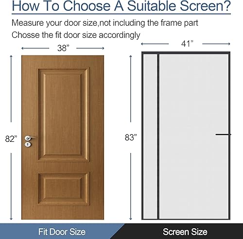 Miniatura 10 de Puerta de pantalla magnética mejorada más gruesa de 8.99oz malla de fibra de vidrio, apertura lateral izquierda derecha, se adapta a puertas de 36 x