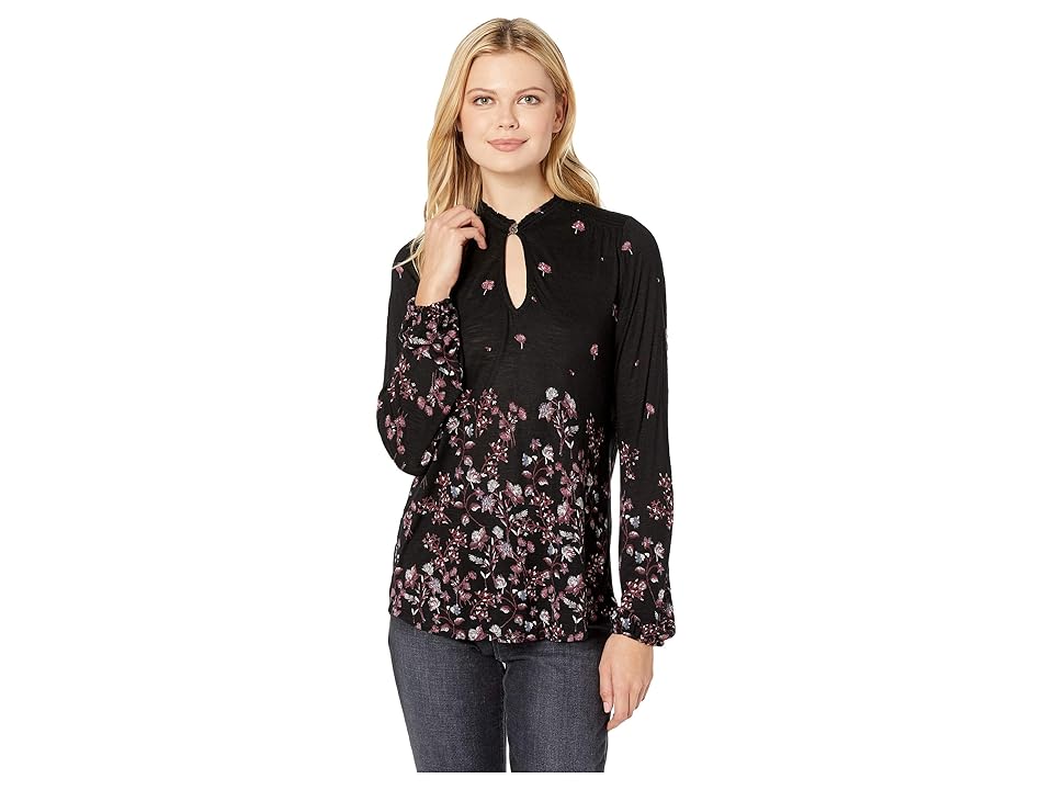 

Lucky Brand Floral Top (Black Multi) Women's Long Sleeve Pullover