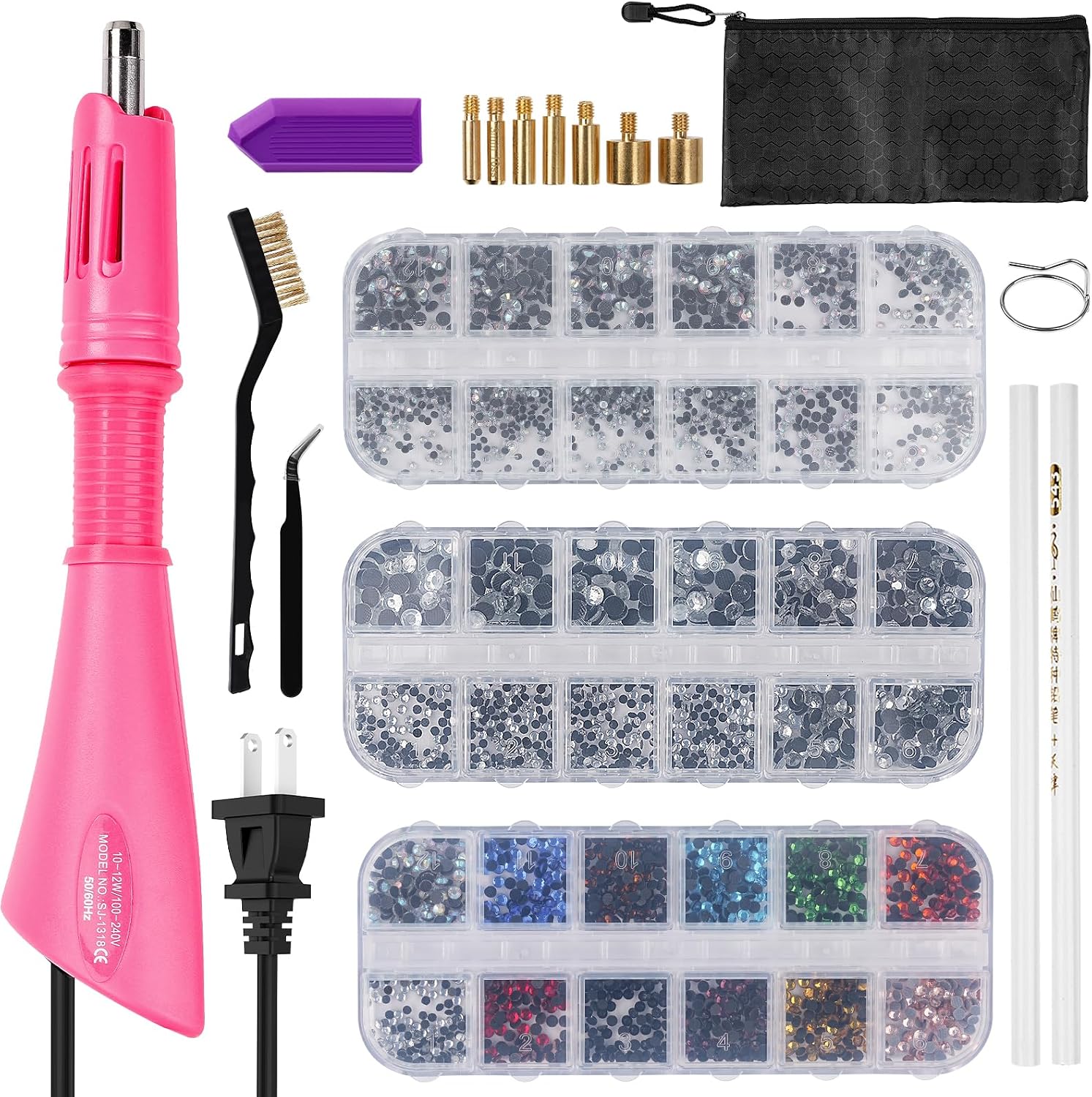 Maxmartt Hotfix Applicator Tool, DIY Hot Fix Rhinestone Setter, Quick Heating Hot Fix Wand Rhinestone, DIY Applicator Embellishment Tools, for Setting Rhinestones and Beads (Pink)