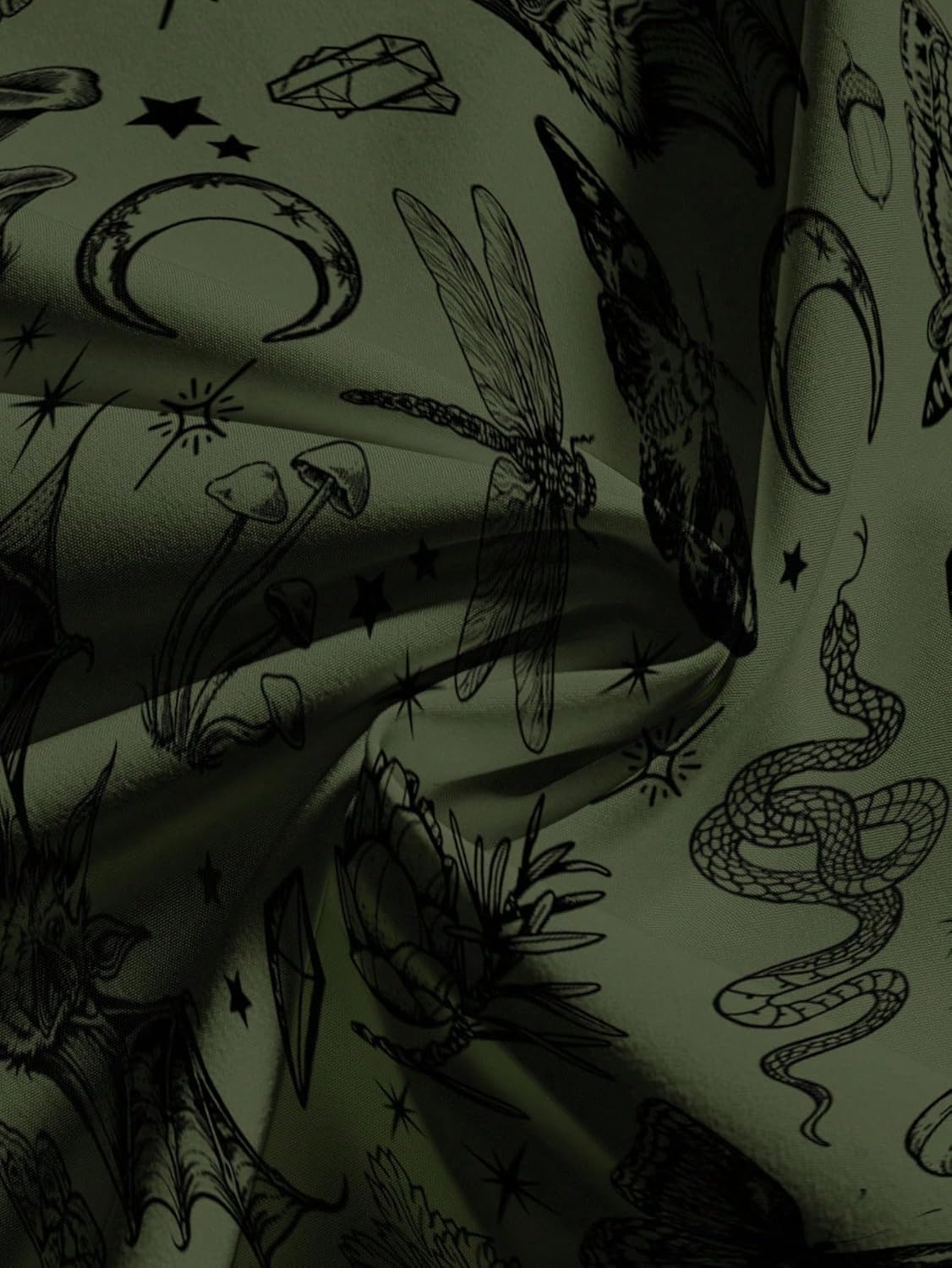 Plus Size Women Goth Loose Flare Pants Dark Moth Spider Crow Bat Print Loose Wide Leg Halloween Trousers - Image 3