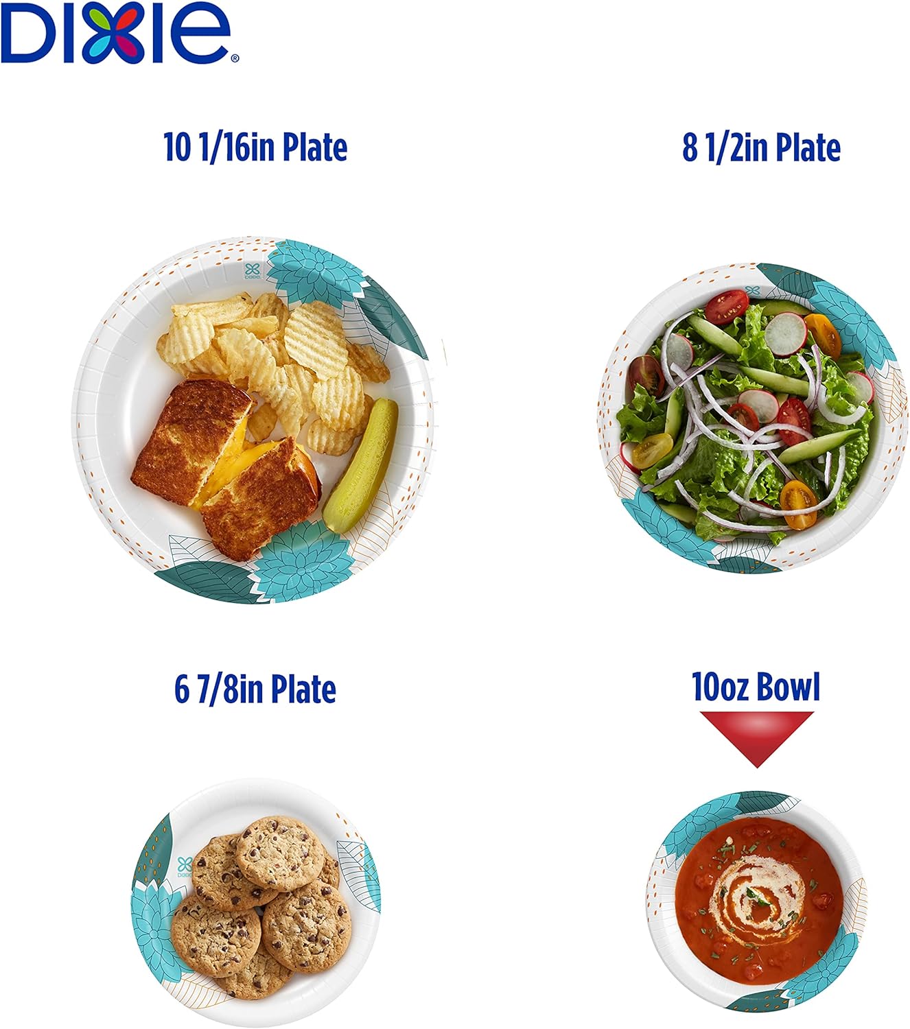 Dixie Paper Bowls, 10oz, Dessert or Light Lunch Size Printed Disposable Bowl, 36 Count (Pack of 8) : Health & Household
