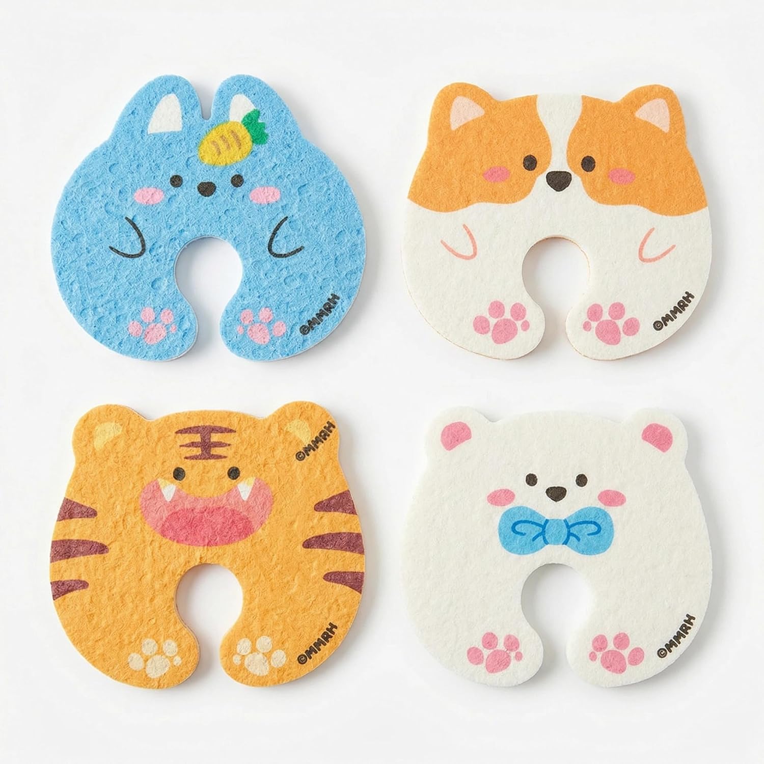 4 Pack Cute Animal Cellulose Sponges - Eco-Friendly Natural Wood Pulp Dish Sponges for Kitchen - Non-Scratch Scrub Pads for Dishes, Pots & Household Cleaning - Aesthetic & Functional Gift