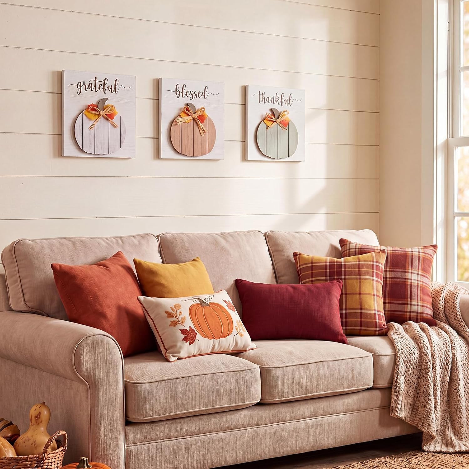 RattanView Fall Pumpkin Wall Decor 3D Autumn Wall Art