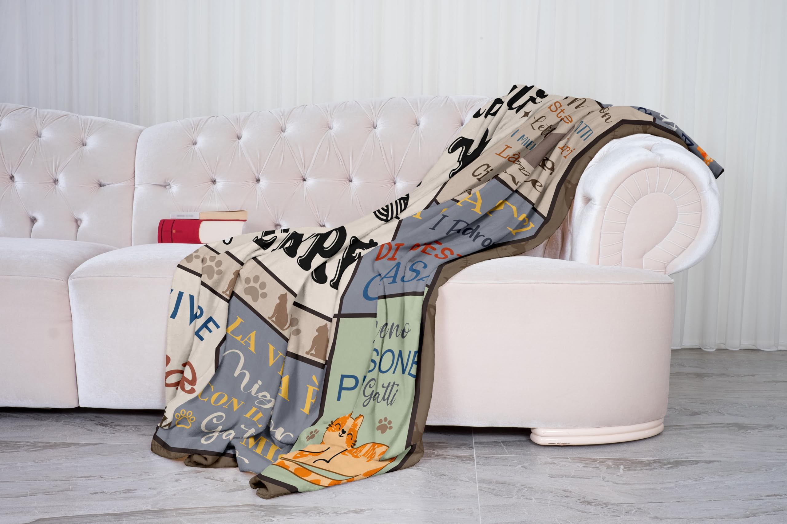 Yesbird Regali per Amanti dei Gatti, Regalo per Donne e Ragazze che Amano i Gatti, La Migliore GATTARA DI SEMPRE, Regalo Donna/Amica, Cat Mom, Tema Cat Coperta 130x150CM