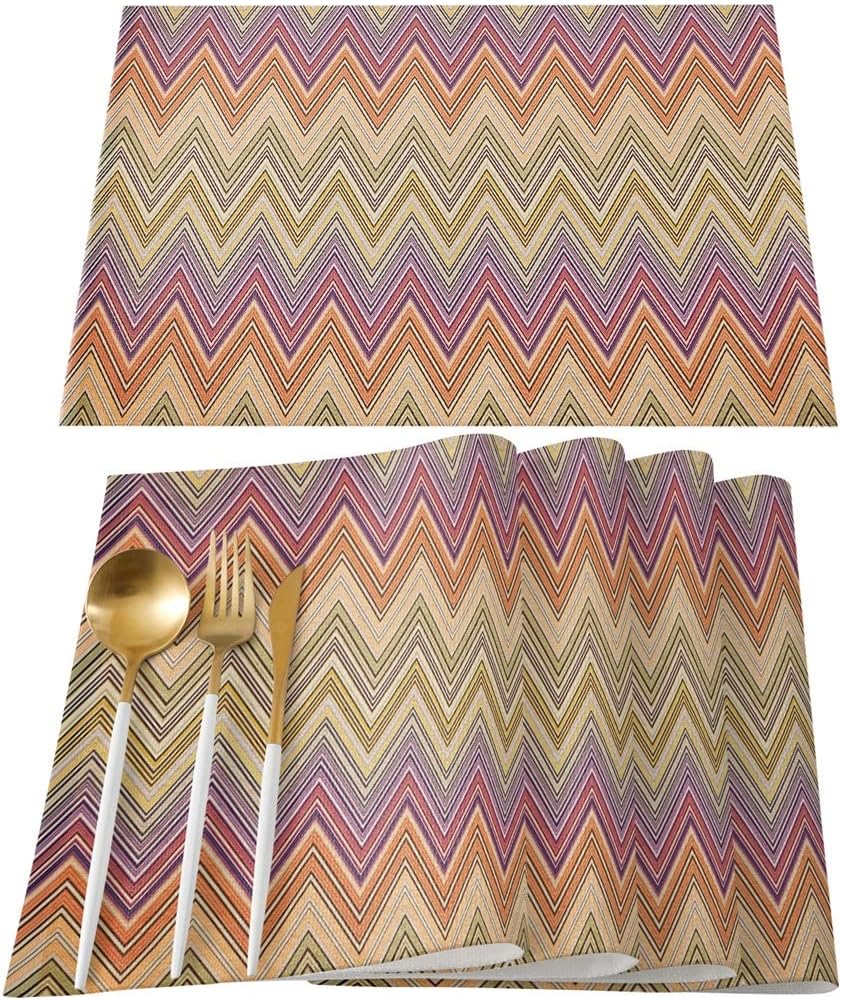 Ethnic Stripes Abstract Design Table Runners Home Dining Room Decor Cloth Wedding Party(4pcs Table mat)
