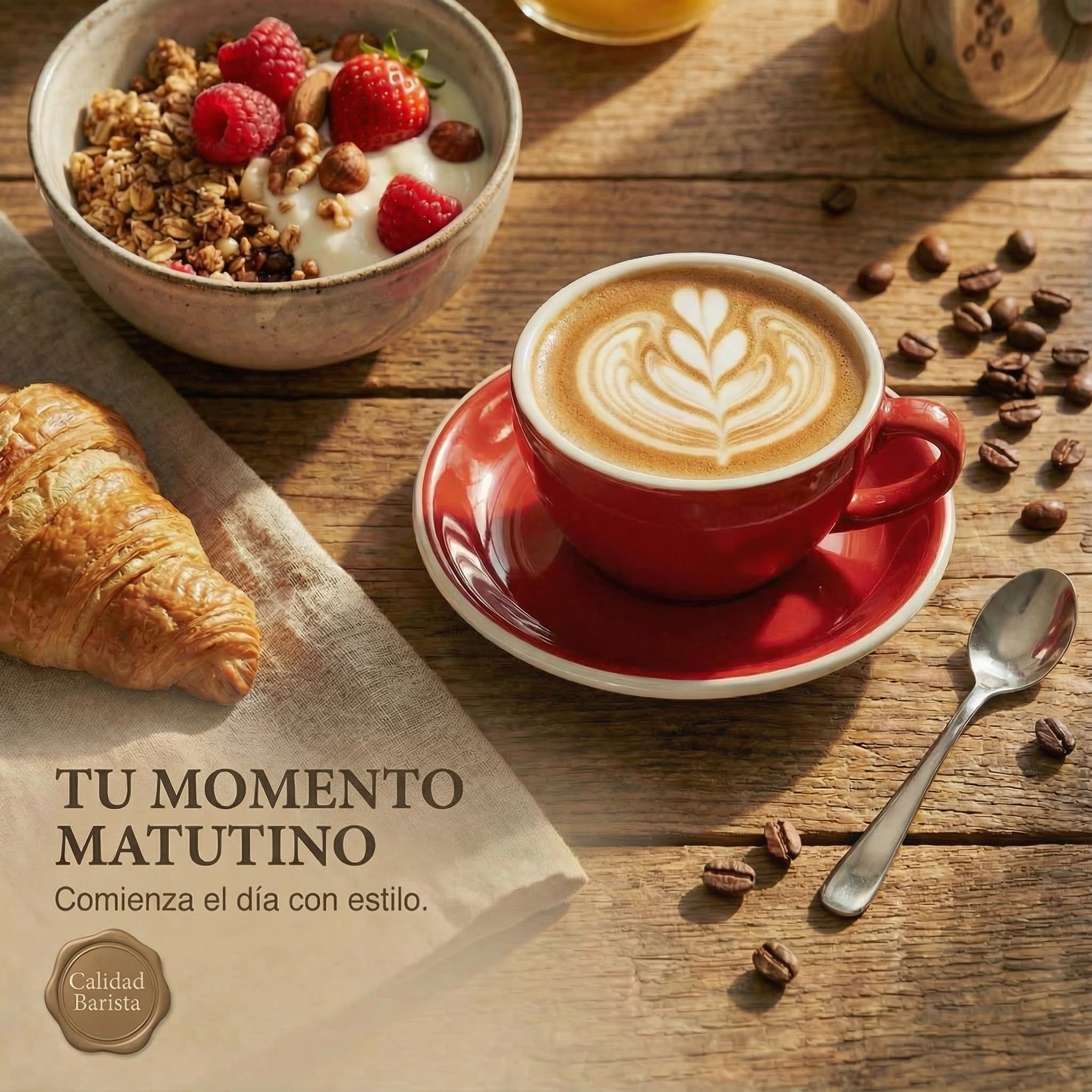 Juego de 6 tazas de Capuchino 200 ml | Rojo | Estilo italiano | Pared gruesa y pesada | Apto para lavavajillas - Caja regalo