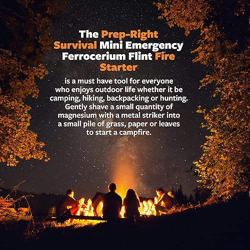 Miniatura 6 de Prep-Right Survival - Mini aleación de ferrocerio de pedernal de ferrocerio, herramienta de camping de magnesio de acero grueso impermeable para