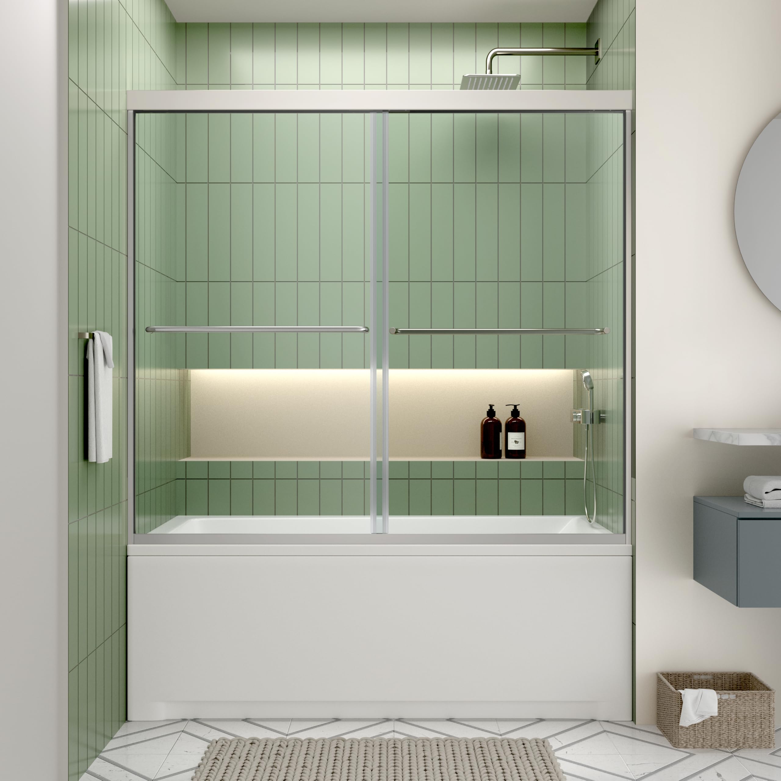 ACE DECOR Double Sliding Bathtub Shower Door