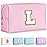 TOPEAST Preppy Pink Glitter Chenille Patch Travel Makeup Bag, 8.3in x 3.5in x 4.9in