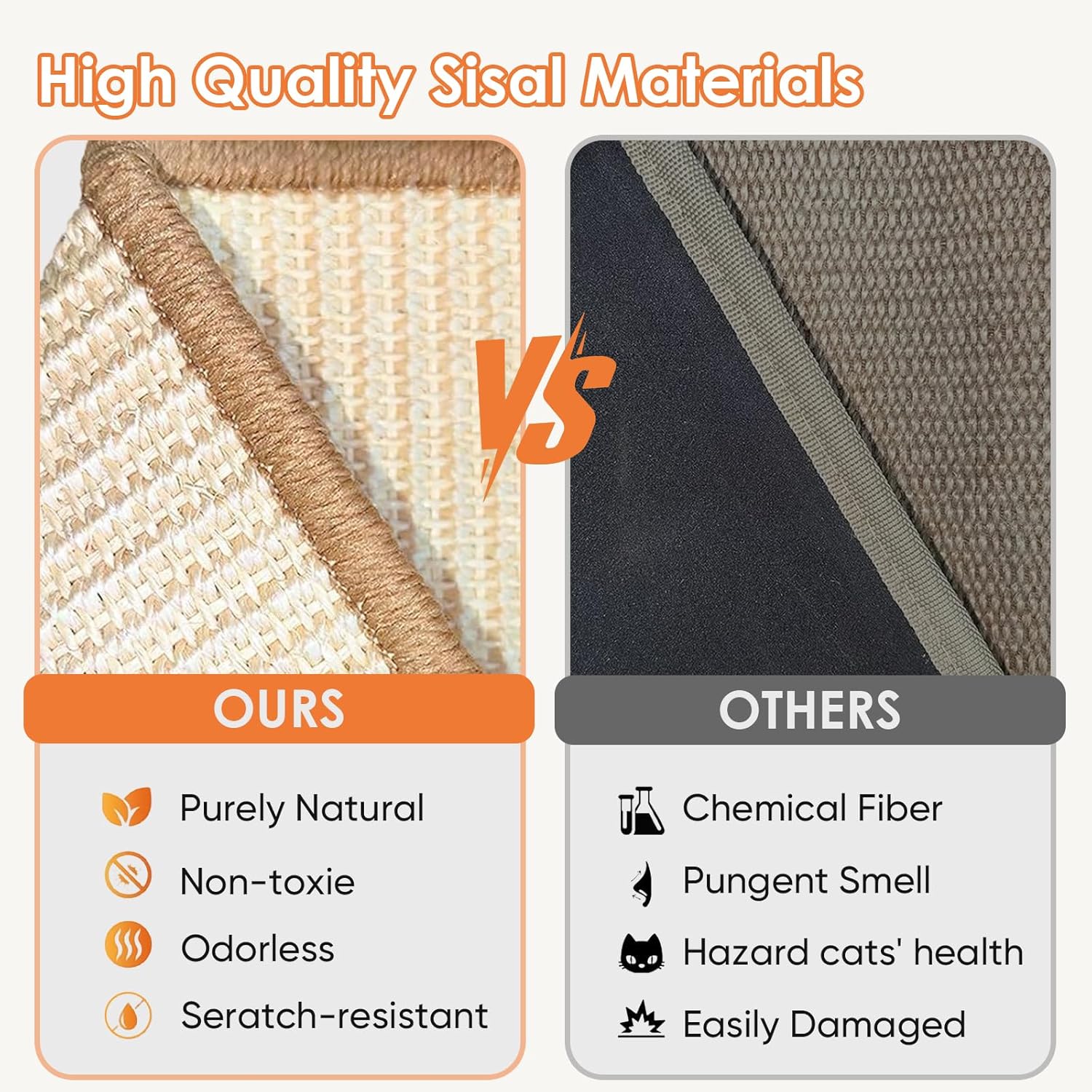 Natural Sisal Cat Scratcher Bed with Hammock – Solid Wood Furniture Style, Extra Large Cat Lounger & Scratch Pad for Indoor Cats, Protects Furniture