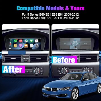 Stereo for E60 E90 CIC: 128G Car Radio Android System Head Unit with Wireless Bluetooth Carplay for BMW E61 E63 E64 E91 E92 E93 2009-2012, 8.8 Aftermarket Touch Headunit Screen with Backup Camera GPS