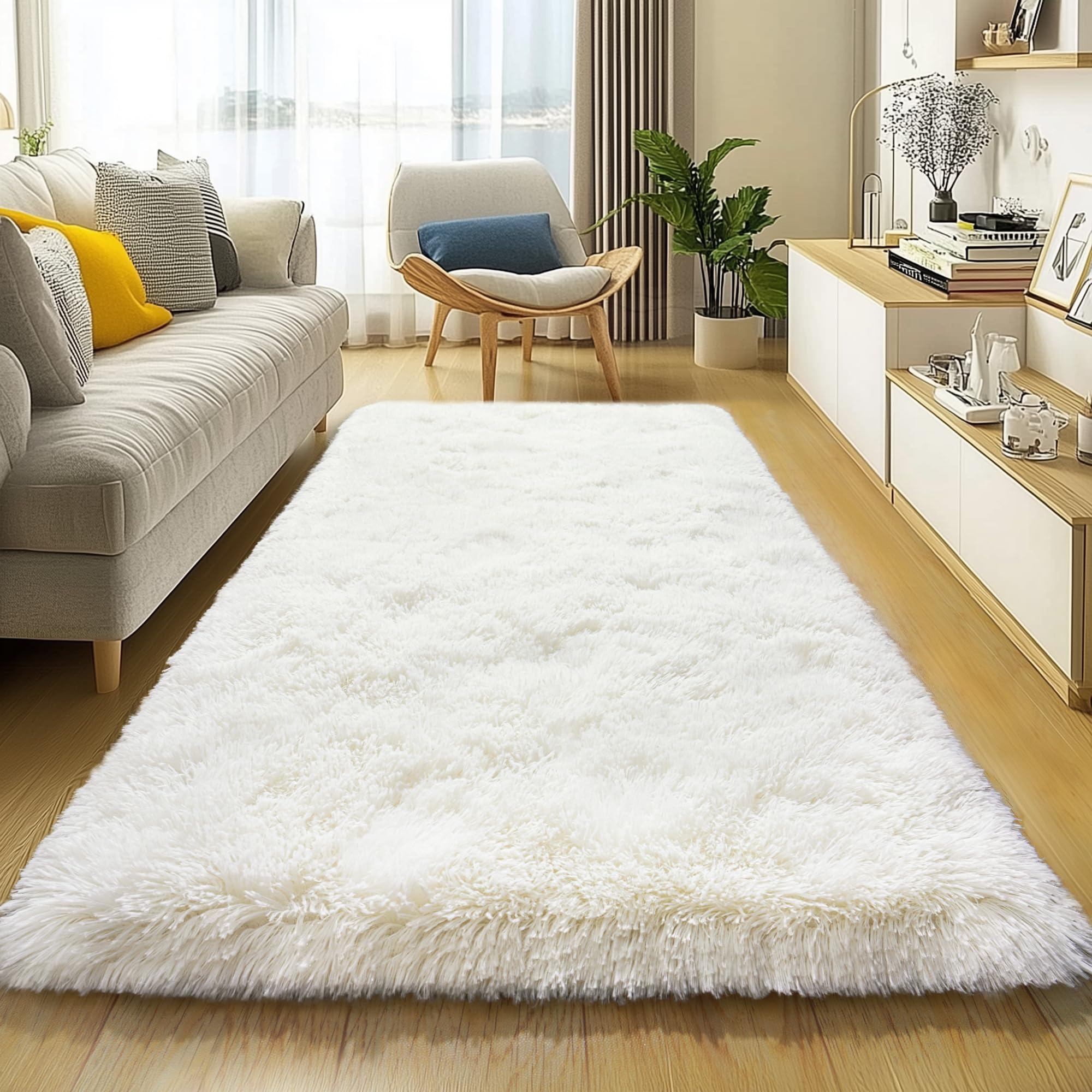 Small Runner Rugs for Bedroom Hallways, 2x4 Runners for Hallways Fluffy Shag Throw Area Rug Non Slip for Bedside Dorm, Shag Rugs for Girls Boys