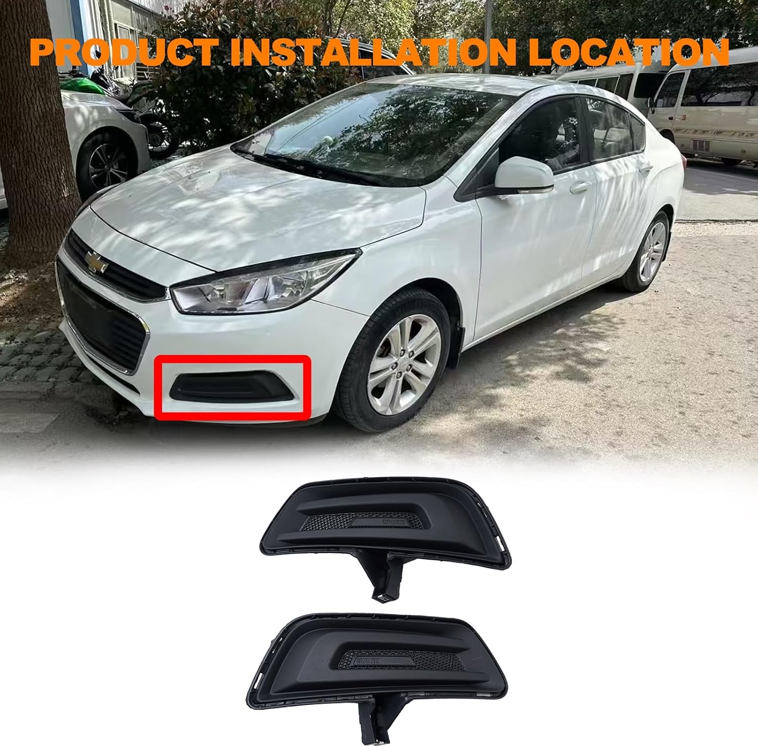 MP&PV Auto Parts Front Bumper Fog Light Cover Set Left and Right, Fog Lamp Bezel Black Cover Trim Compatible with Chevrolet Chevy Cruze 2015