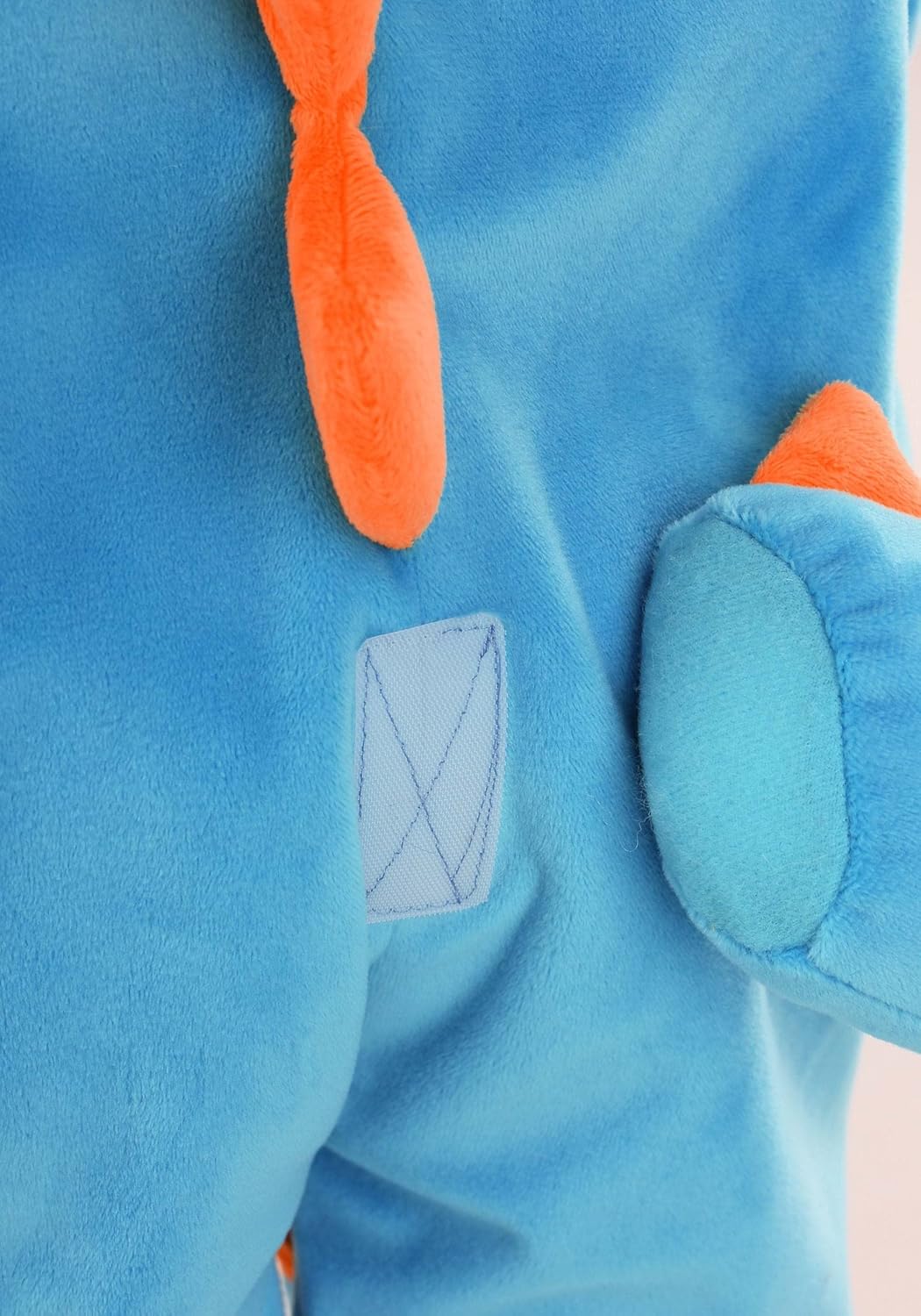 Toddler Dinosaur Costume | Blue Cuddlesaur One Piece Hooded Jumpsuit w/Detachable Tail for Dress Up, Halloween - Image 5