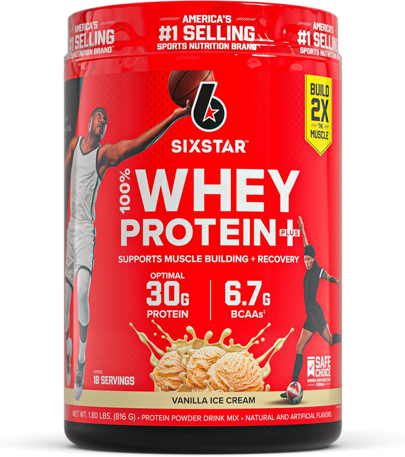 Six Star Whey Protein Powder Plus – Muscle Building & Recovery Formula with Whey Isolate Powder, BCAAs, 30g Protein, Immune Support – Post-Workout Supplement – Vanilla Cream, 1.8 lbs