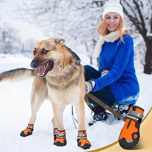 Miniatura 6 de Zapatos para perros grandes, impermeables, antideslizantes, para perro, y protectores de patas, para invierno, nieve, verano, pavimento caliente,