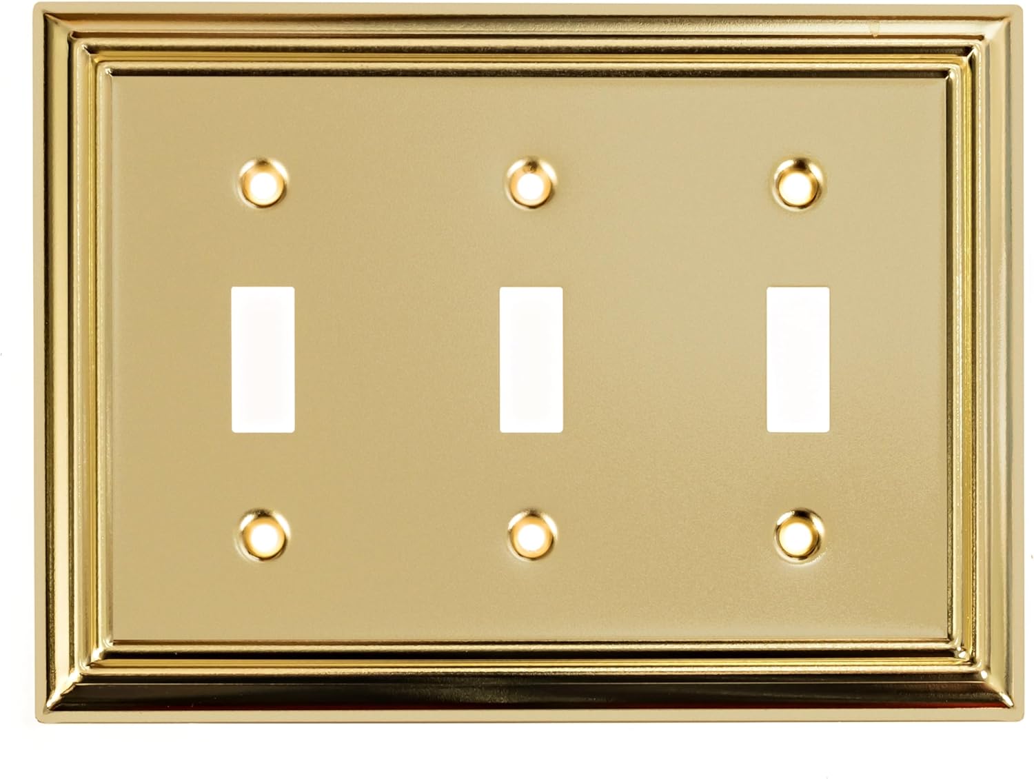 Sleek Lighting | Luxe Essance Gold Steel Wall Plate Collection | Outlet, Switch, Electric Cover (3 Gang Toggle)