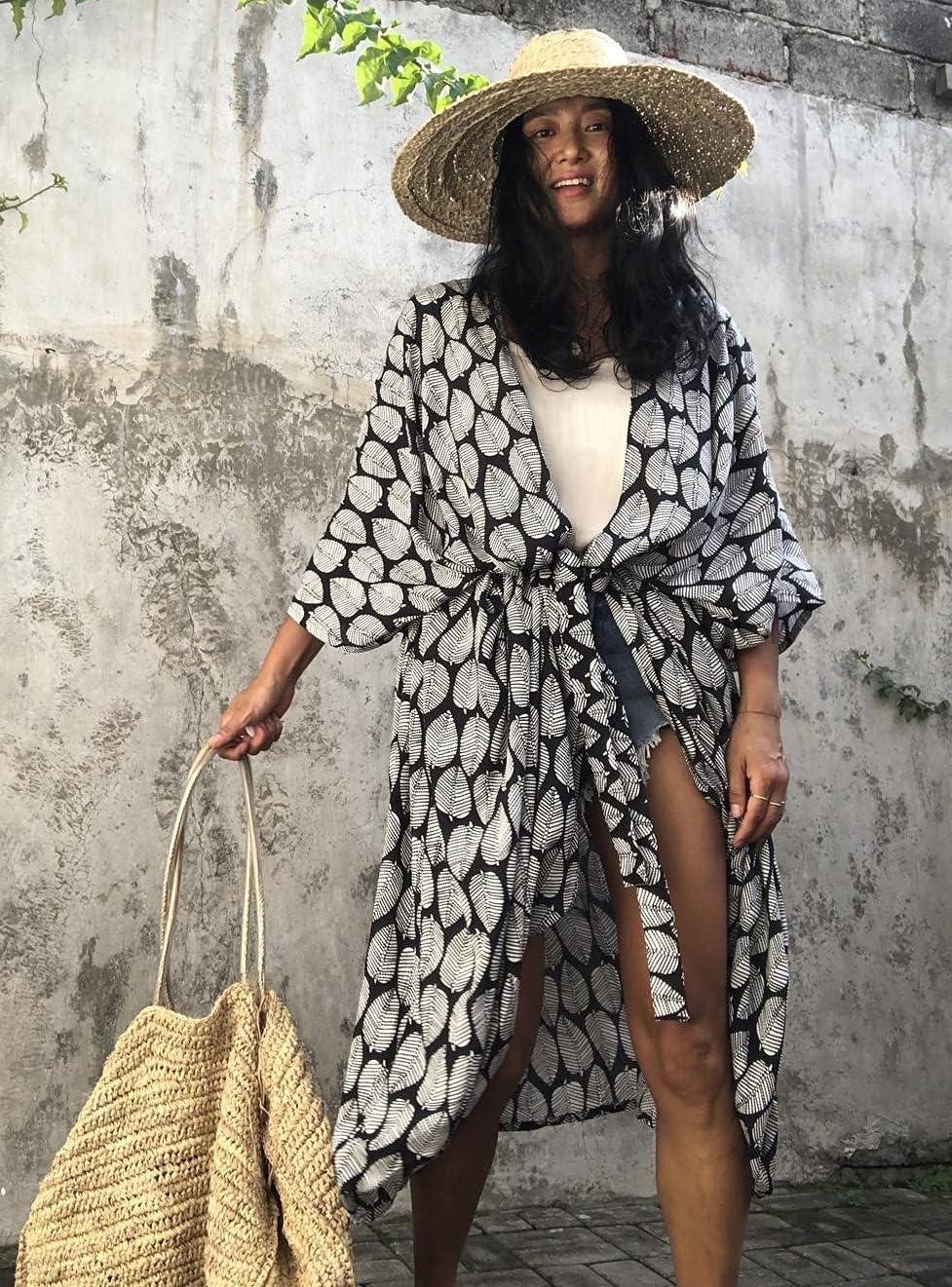 Women's Fashion Geometry Print Cover ups Tunic Kimono Cardigan Shawl - Image 2